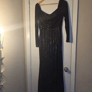 Fashion Nova Black Sequin Embellished Gown